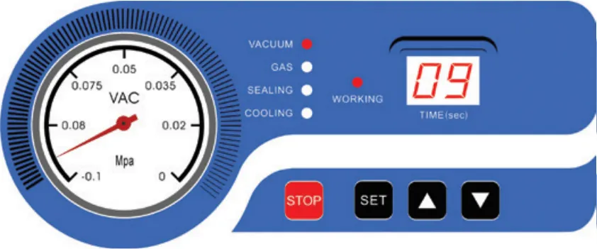 VacMaster chamber vacuum sealer front control panel