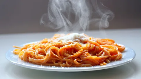 Steaming plate of food
